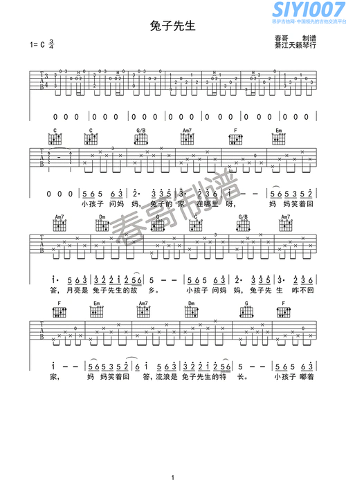 洛天依兔子先生吉他谱