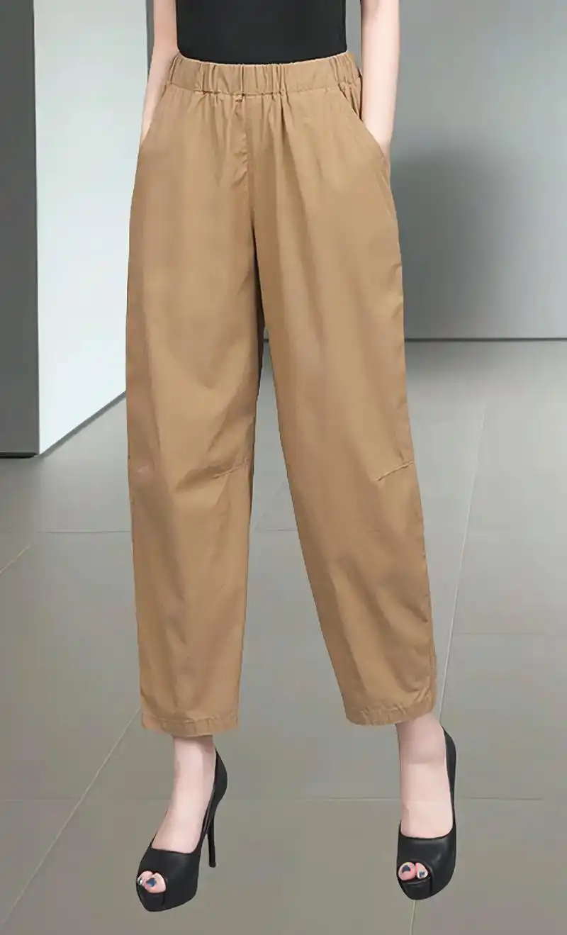 夏季新款高腰九分萝卜裤