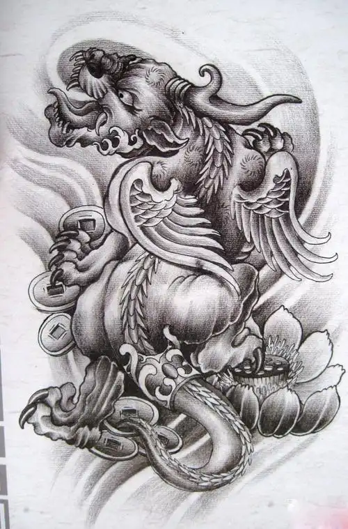 貔貅纹身图案大全手稿,貔貅纹身手稿图案大全-图片大观-奇异网