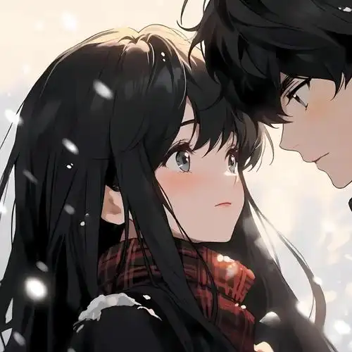 下雪拥抱吧363436373039动漫情侣头像