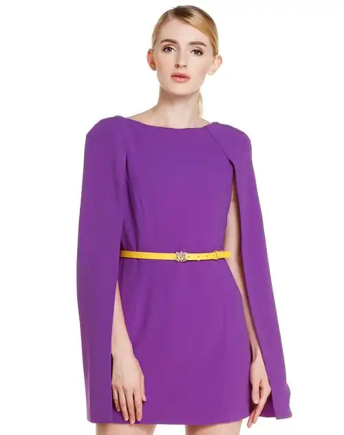 紫色端庄气质高贵连衣裙