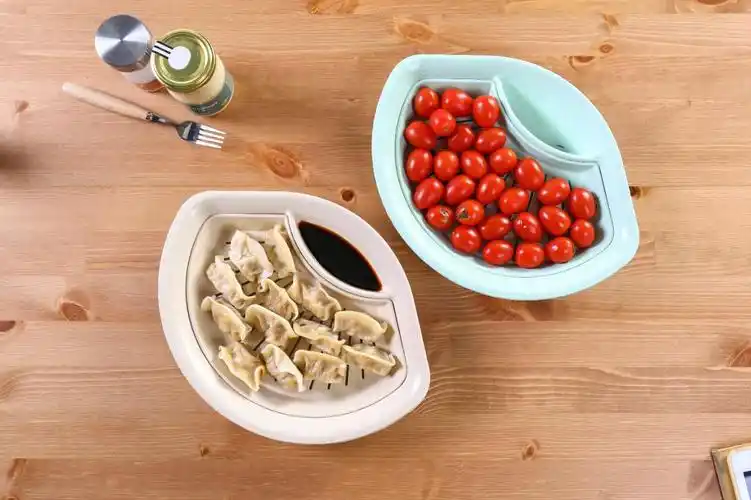 新款创意双层饺子盘塑料 小麦秸秆可沥水多功能水果盘子厂家直销