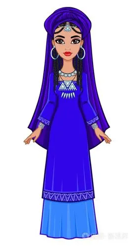 美丽的阿拉伯公主在古代衣服和头巾.充分的成长.