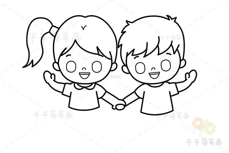 儿童握手简笔画