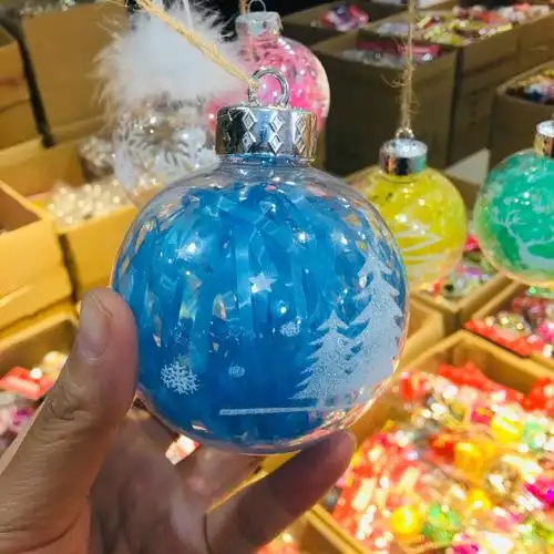 圣诞节装饰透明球空心塑料圆球商场珠宝店铺屋顶橱窗新年挂饰吊球