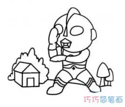 卡通q版可爱咸蛋超人奥特曼简笔画图片