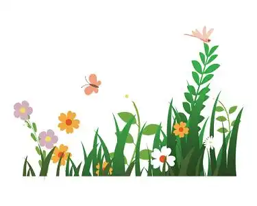 卡通蝴蝶花花草草装饰背景素材