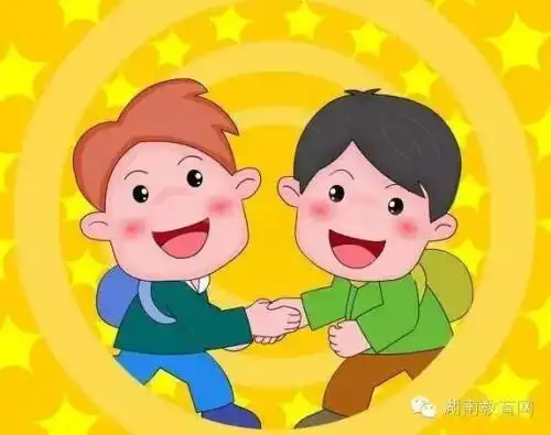 幼师与幼儿握手简笔画