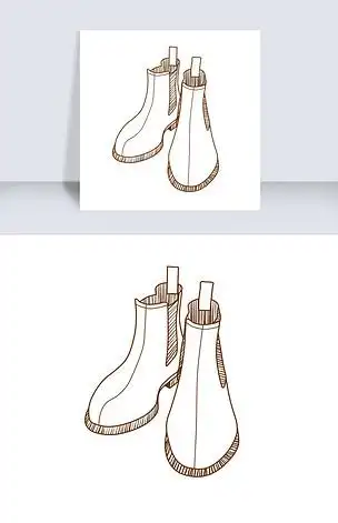线描马丁靴手绘插画
