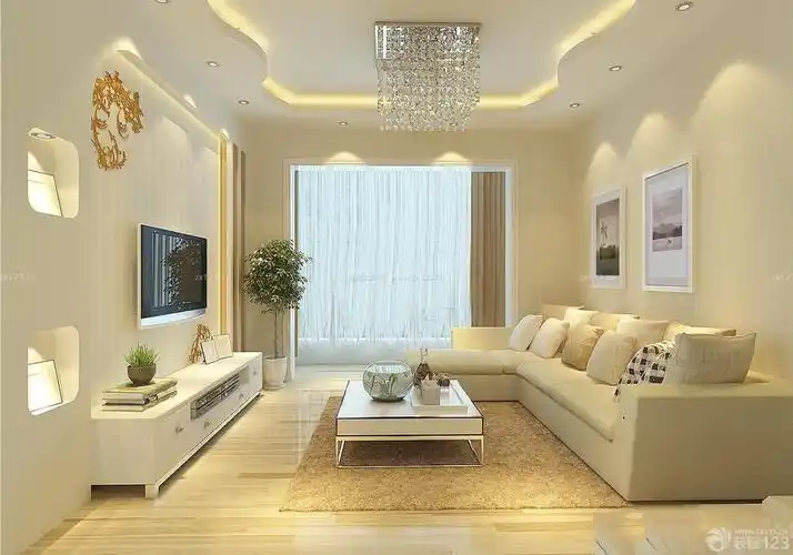 客厅奶茶色墙面装修样板间_装信通网效果图