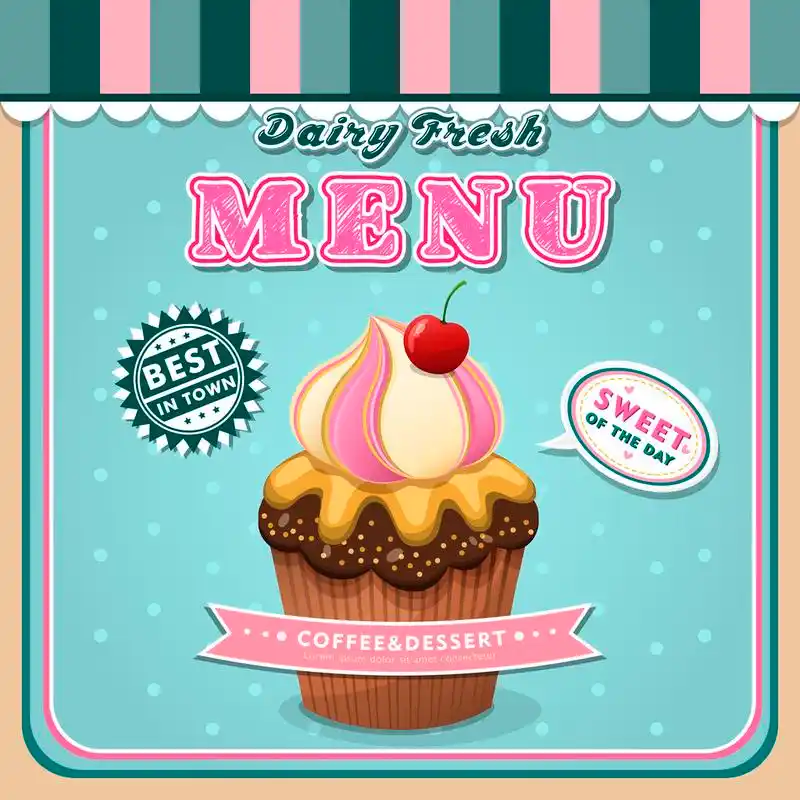 冰激淋菜单封面,餐厅,冰激淋菜单封面矢量设计模板
