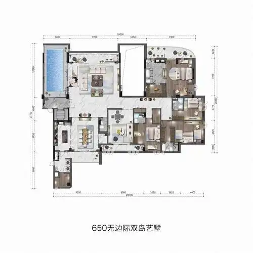 内转单位富力壹号半岛650方江景大平层私家泳池270度瞰江