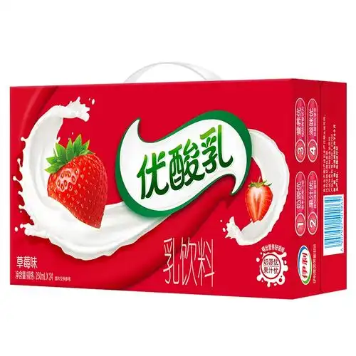 伊利优酸乳草莓味酸奶250ml每盒/24纸盒整箱装