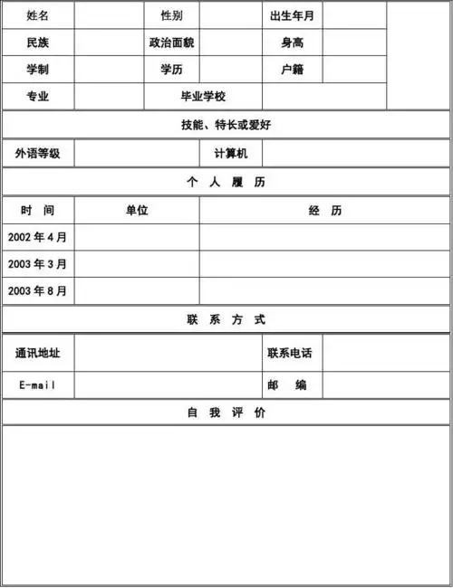简单个人简历范本(标准版)
