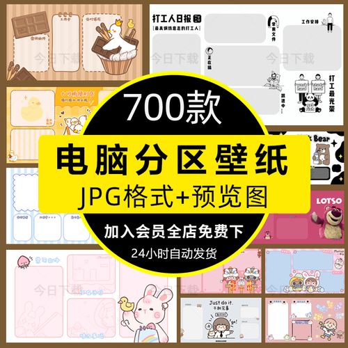 高清电脑桌面分区壁纸可爱卡通打工人noritake分类整理背景素材图