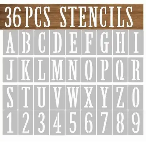 跨境热销36pcs英文字母数字镂空喷绘模板 字母涂鸦墙绘喷绘画模板