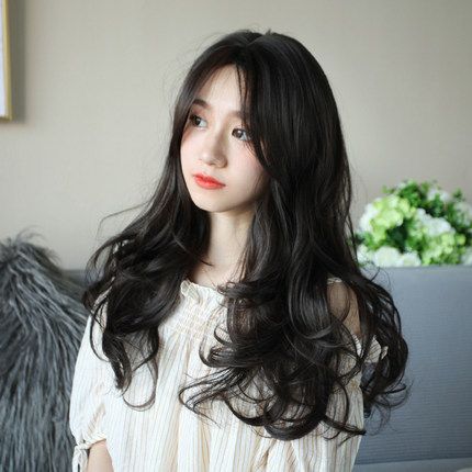 中分卷发假发女 中长发女韩国卷发大波浪女式假发自然全头假头套