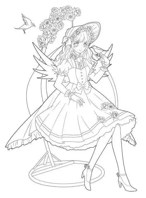 玩上色专用线稿,洛丽塔线稿真香~ - 知乎