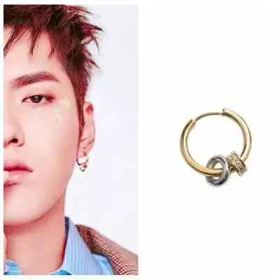 中国新说唱kris吴亦凡同款拼色耳环嘻哈耳钉潮流百搭网红耳坠饰品