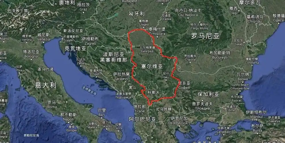 塞尔维亚的地理位置/google map