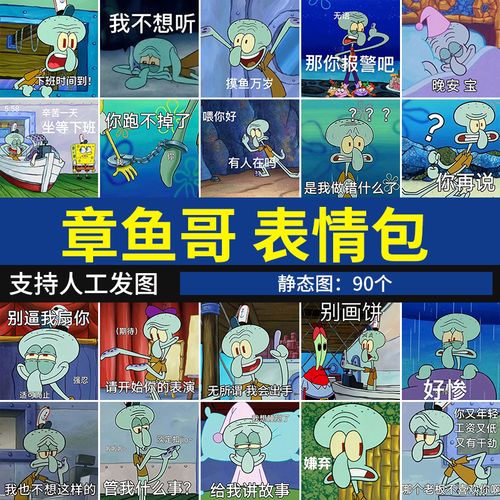 章鱼哥表情包 动漫沙雕上班人士聊天斗图表情图系列