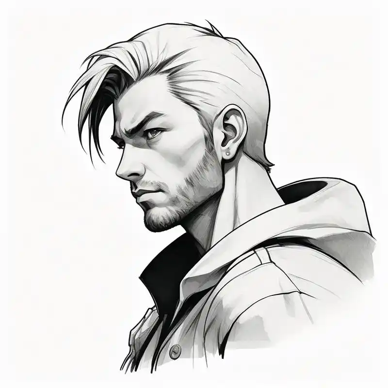 沧桑男人黑白素描头像97 一组充满故事感的沧桑男人黑白素描头像,每