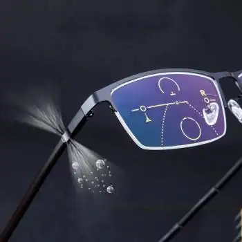 渐进多焦点老花镜 男远近两用变色双光眼镜戴着走路变焦眼镜 渐进多