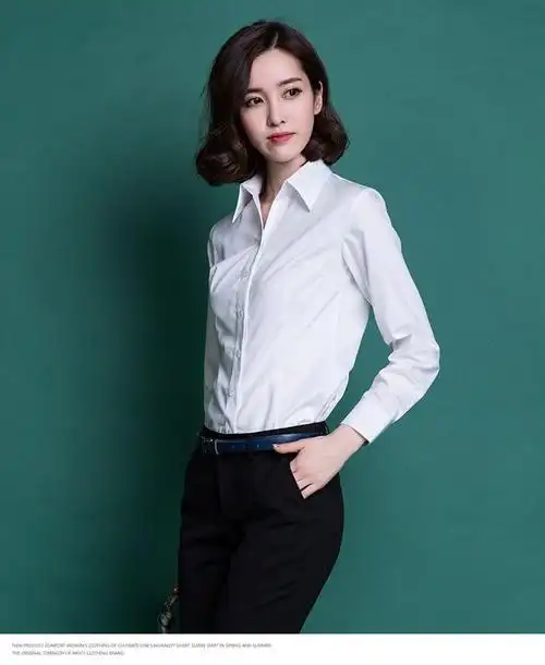 女装女士衬衫女夏长袖韩版修身职业装正装ol白色衬衣女式秋季工装-t