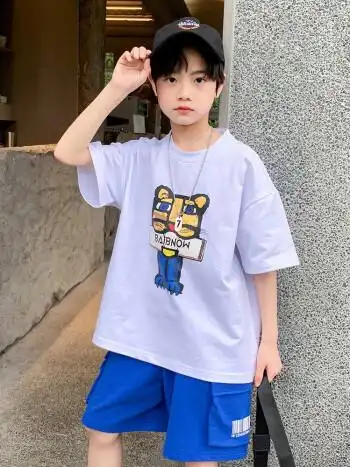 蚁匠儿童装男童夏装套装2022年新款男孩夏季帅气薄款运动两件套中大童