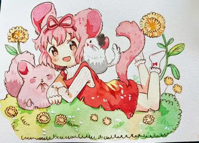 手绘水彩画含过程图