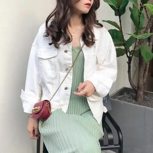 2020春新款网红白色牛仔外套女宽松韩版学生牛仔褂ins百搭上衣潮