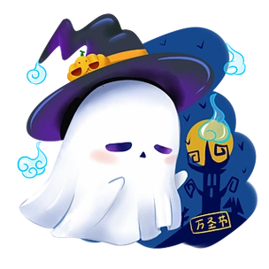 万圣节幽灵可爱q萌角色戴帽子