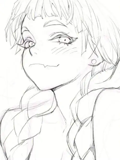 二次元少女临摹线稿