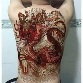 满背纹身贴大图满背纹身图贴防水男女背部赵云鲤鱼美女仿真刺青 中国