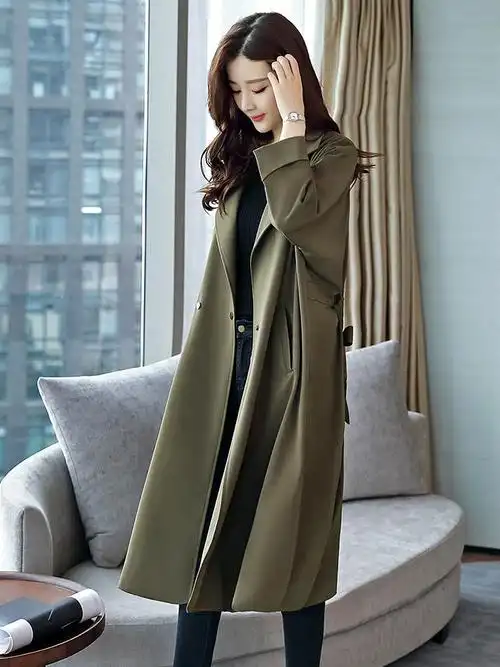 大码女装胖妹妹mm风衣春秋新款中长款大衣宽松显瘦过膝秋冬季外套