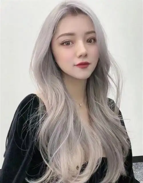 假发女长发白金色大波浪长卷发中分刘海自然逼真全头套式假发套纯白色