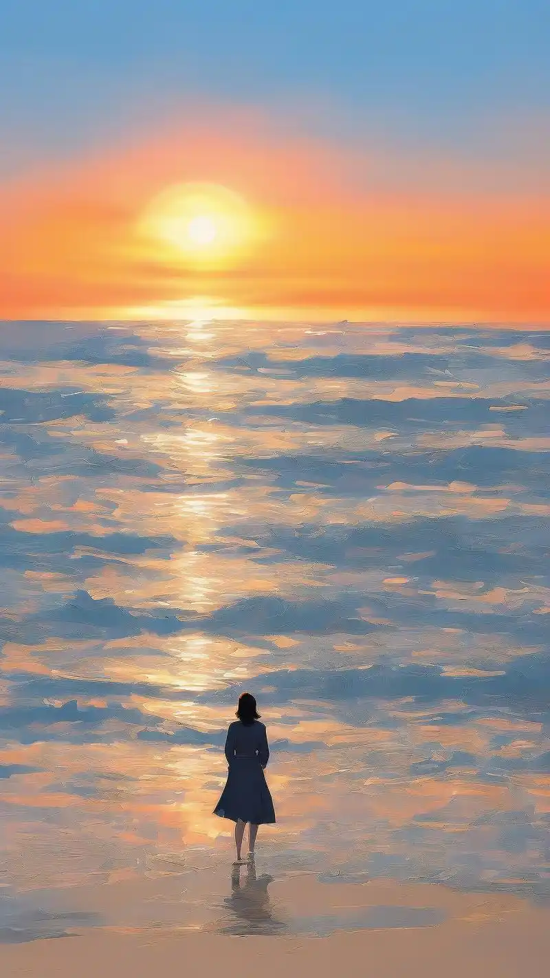 海边壁纸|落日余晖下的唯美女人背影93