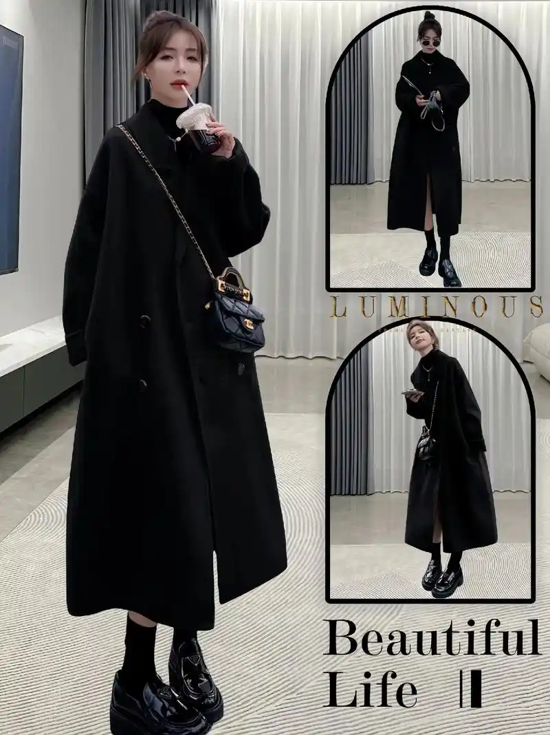 双面羊毛韩系呢子大衣