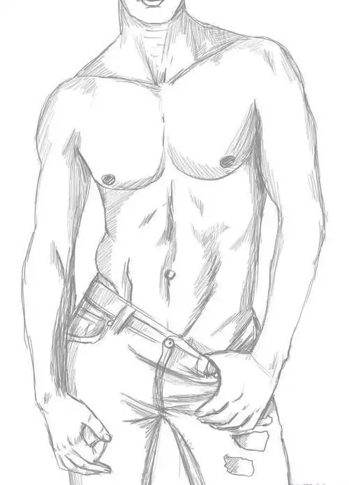 素描简笔画人物有腹肌