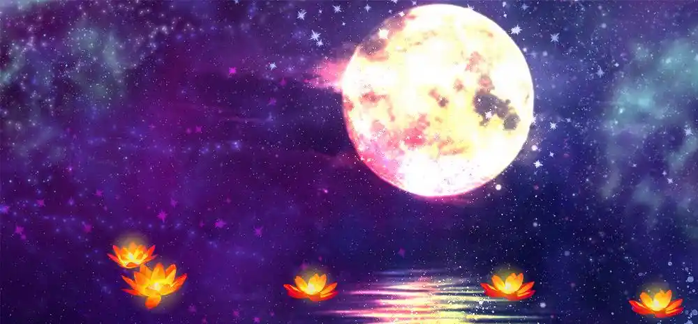 绚烂星空莲花灯背景banner