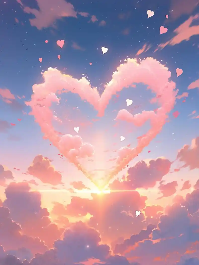 壁纸|这个唯美爱心云也太梦幻了吧~  治愈系唯美手机壁纸,梦幻粉色系