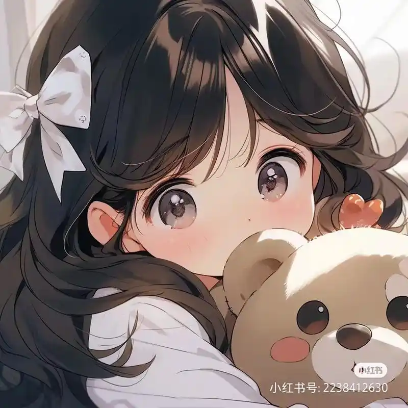 黑发女孩抱着他的小熊.#小红书#头像 - 抖音
