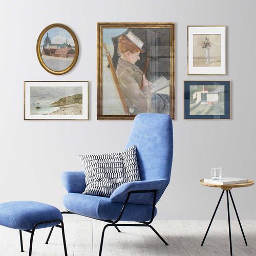 【惬意午后】美式复古轻奢莫兰迪莫奈名画油画客厅餐厅组合装饰画