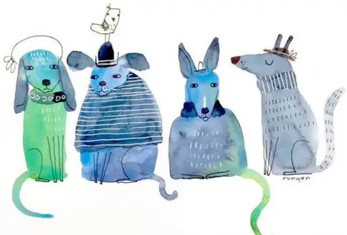 美国艺术家runyan的可爱动物插画作品,明快的色彩用水彩颜料完成,画完