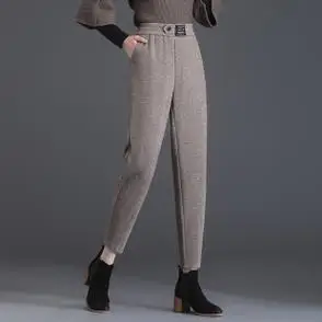 显瘦萝卜裤新款加厚毛呢哈伦裤宽松九分裤女大码秋冬季女装高腰裤