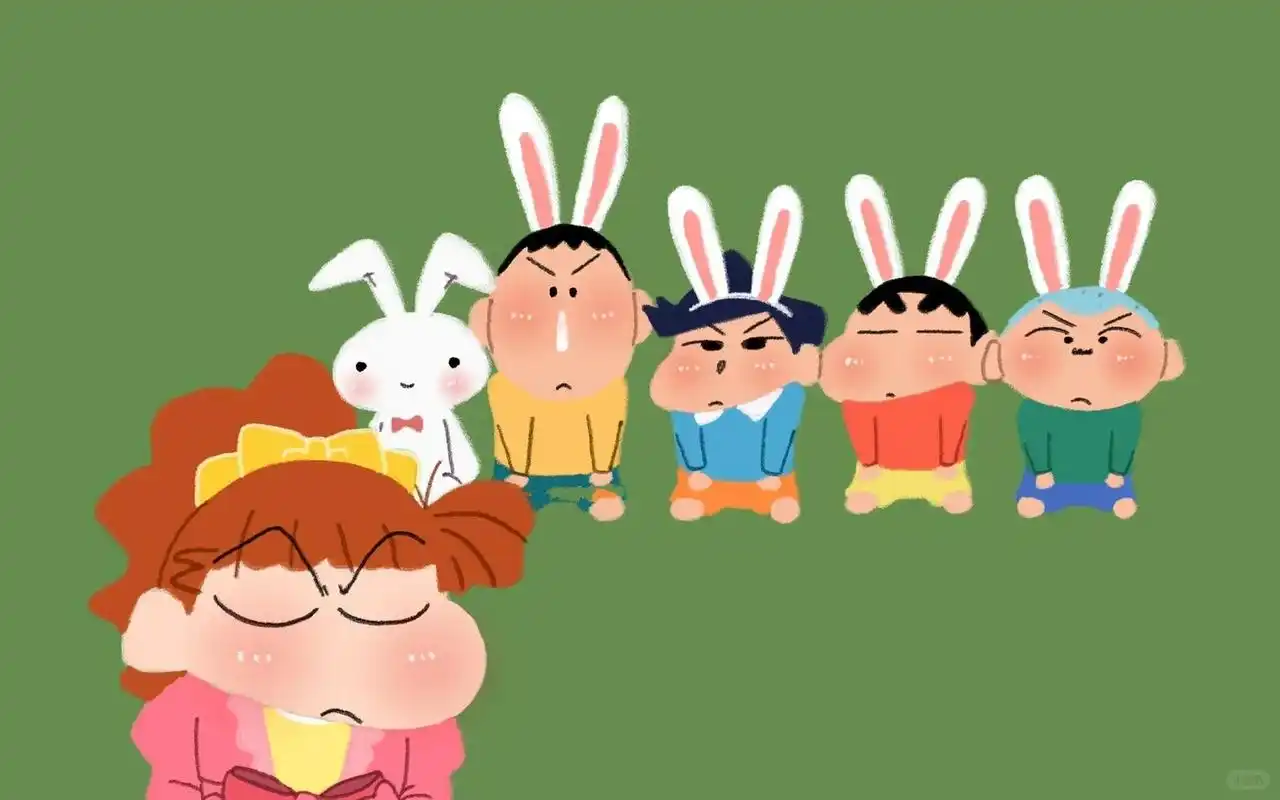 蜡笔小新可爱护眼绿色电脑壁纸 把被问得最多的几张图,做成绿色护眼