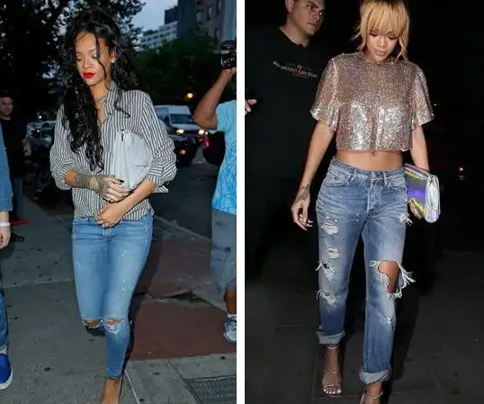 街拍示范 解救又土又丑牛仔裤来点破洞就对了_师姐