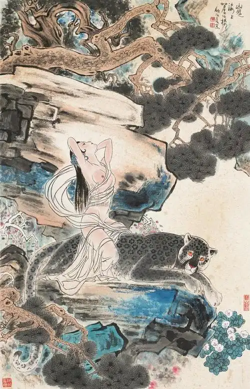 0406山鬼图立轴设色纸本