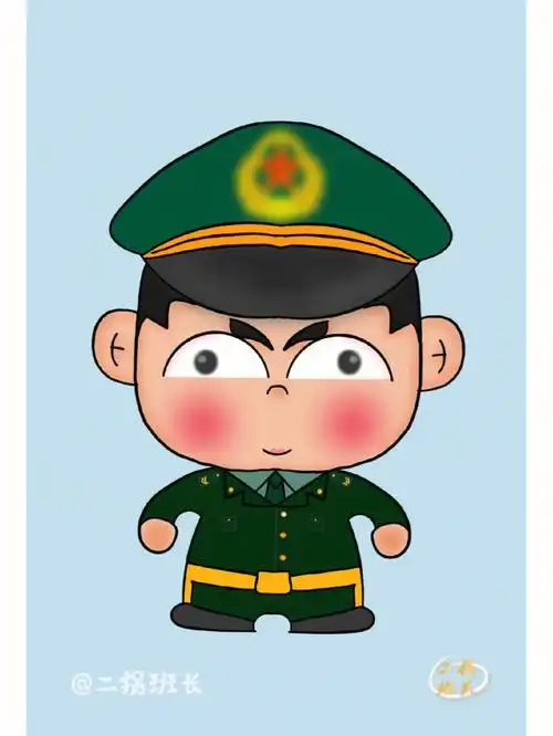 q版头像  #q版人物  #q版  ##画画  #绿色军装正常画,每次q版都不给
