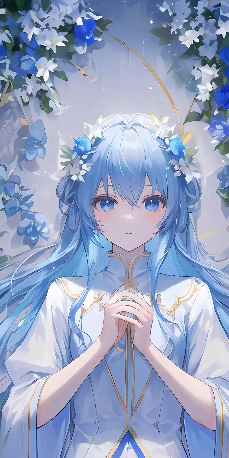 蓝发女孩 #二次元美图壁纸大全 #送你一张壁纸 #手机壁纸  - 抖音